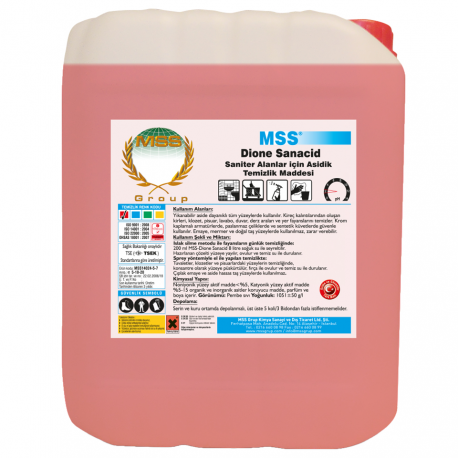DİONE Sanacid Saniter Alanlar için Asidik Temizlik Maddesi 0,75 L (0,76 KG)
